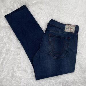 True Religion Ricky Relaxed Straight Jeans Mens Size 42 42x33 Dark Blue Denim